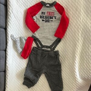 Red and Gray Valentine's Day Baby Outfit